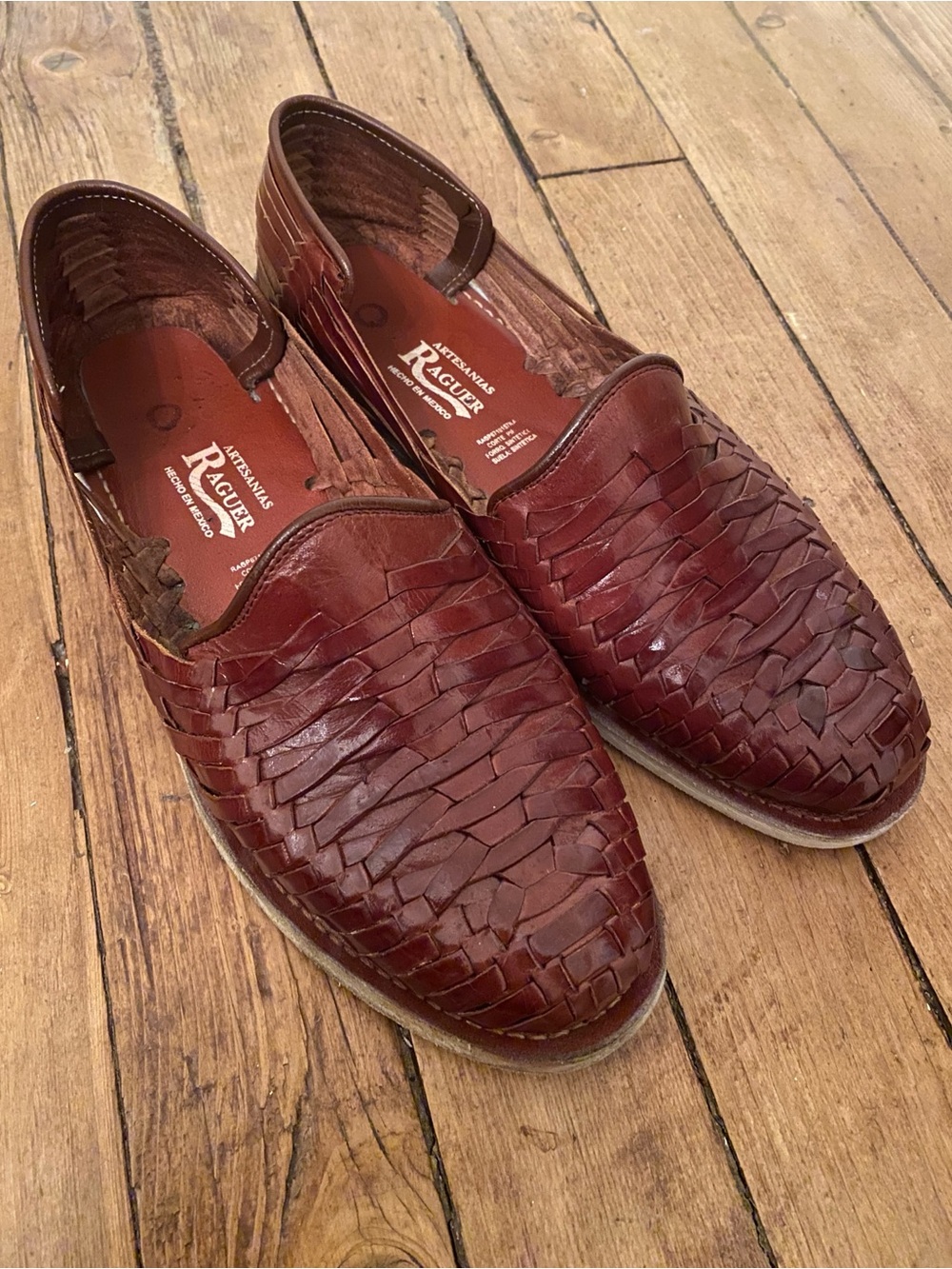 Men’s Brown Woven Leather Slip-On Loafers